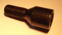 Round Star type tuner bolts in Black finish, tapered seating.